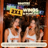 Promoción Doble Placer Hooters: 2×1 en boneless y alitas de lunes a viernes