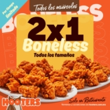 En Hooters 2×1 en boneless los miércoles de marzo y abril