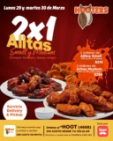 2×1 en alitas en Hooters en delivery y pickup el 29 y 30 de marzo