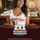 Promoción Doble Placer Hooters: 2×1 en boneless de lunes a viernes