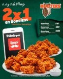 2×1 en boneless en Hooters este fin de semana al pedir por Rappi