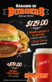 Promoción Hooters Sábados de Burgers: hamburguesa + papas por $129