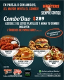 Nuevo Combo Duo Hooters: 2 platillos + 2 ordenes de papas curly por $289