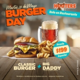 Promoción Hooters Burger Day: Classic Burger + cerveza Big Daddy por $199