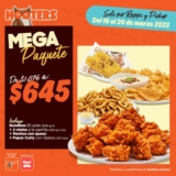 Promoción Hooters fin de semana de Puente: Mega Paquete de $1,076 a sólo $645