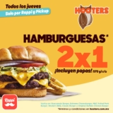 En Hooters 2×1 en hamburguesas los jueves de julio al pedir por Rappi y Pickup