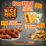 Promo Hooters Lunes Nice Price con precios desde $59