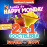 2×1 en cocteles en restaurantes Hooters los lunes