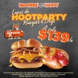 Los lunes todas las hamburguesas y hot dogs a solo $139 en Hooters