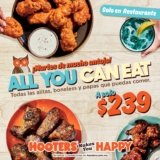 En Hooters todas las alitas, boneless y papas que puedas comer por $239 los martes