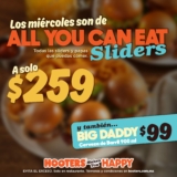 En Hooters Miércoles de todos los sliders que quieras por $259