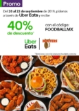 Código Uber Eats 40% de descuento en Hooters del 20 al 22 de septiembre