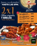 Promoción de Nochebuena Hooters: 2×1 en alitas y boneless