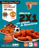 En Hooters 2×1 en alitas y boneless hoy miércoles por la final de la Europa League