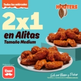 En Hooters 2×1 en alitas los miércoles de abril por Rappi y delivery