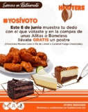 Promo Hooters Elecciones 6 de junio: postre Gratis en la compra de unas alitas si vas a votar