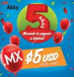 Cupón Akky de dominio .mx a $5 dólares por 1 año