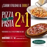 2×1 en Pizza y Pasta en Italiannis en servicio a domicilio