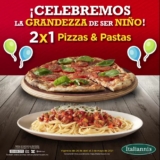 2×1 en pizzas y pastas en Italiannis esta semana por el Día del Niño