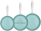 Juego de 3 sartenes de cerámica antiadherente Jade Cook Nueva Generación bajan a un excelente precio + 3 meses sin intereses