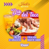 Promoción Jack’s Butcher Día del Taco: Pide unos tacos de arrachera a domicilio y recibe una ensalada y agua de sabor