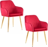 Oferta flash en Juego de 2 Sillas aterciopeladas con reposabrazos y cojín bajan a un excelente precio