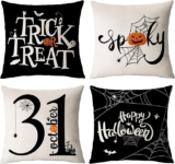 Juego de 4 Fundas de cojín con diseños de Halloween bajan de precio