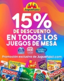 Promoción Jugetibici de 15% de descuento en juegos de mesa para quedarse en casa