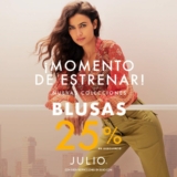 25% de descuento en blusas de la nueva colección en Julio