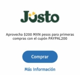 Código de cupón Jüsto Paypal de $200 de descuento en compras de $500 o más