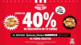 En KFC 40% de descuento en combo Kentucky Chicken Sandwich Specials si lo pides de manera divertida o creativa