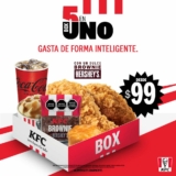 Nueva Box 5 en 1 KFC: 2 piezas de pollo + puré + refresco + bisquet + brownie Hersheys a sólo $99
