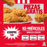Promoción KFC Ke-miércoles 2023: Piezas de pollo GRATIS en paquetes de 8, 10 y 14 piezas