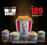 Nuevo Wow Bucket KFC: 8 piezas de pollo + 2 purés + 2 ensaladas por $189