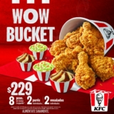 KFC Wow Bucket 2023: 8 piezas de pollo Cruji + 2 ensaladas + 2 purés por $229