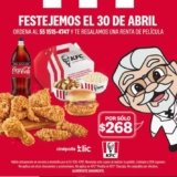 Promoción KFC Día del Niño 2020:  Paquete Mix + Refresco Familiar de 2Lt + renta Cinépolis Klic por $268