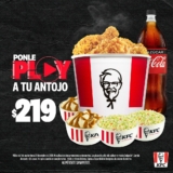 Nuevo combo KFC Ponle Play: 8 piezas de pollo + 2 purés + 2 ensaladas + refresco por $219