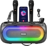 Máquina de karaoke portátil con 2 micrófonos y luces LED baja a su menor precio