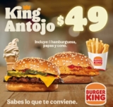 King Antojo Burger King: Hamburguesa, papas y cono por $49