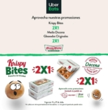 En Krispy Kreme 2×1 en media docena de glaseadas originales y 2×1 en Kirspy Bites al pedir por Uber Eats sólo hoy