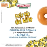 Promoción Krispy Kreme Día del Niño: Compra una donana y recibe dona glaseada gratis si vas disfrazado de minion