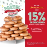 Promoción Krispy Kreme Día del Pastel: 15% de descuento en pastel de donas sólo hoy