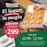 En Krispy Kreme 2 Docenas Glaseadas a $299 pidiendo en Drive-Thru y Teatros de Donas
