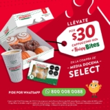 En Krispy Kreme compra media docena Sleect y llévate por $30 más Krispy Bites + Cappuccino