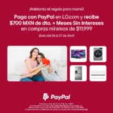 Cupón de $700 de descuento + meses sin intereses en la tienda en línea de LG pagando con PayPal