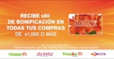 Promoción Monedero Naranja 1 millón: $50 de bonificación en compras de $1,000