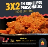 Promoción Las Alitas: 3×2 en boneless personales en pedidos a domicilio