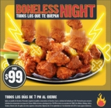 Boneles Night Las Alitas: Boneless ilimitados a sólo $99 a partir de las 7:00 PM