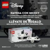 En LEGO Stores llévate de regalo el set de Mickey Mini Steambot Willie con compra mínima