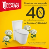 40% de descuento en productos American Standard en Llano de la Torre